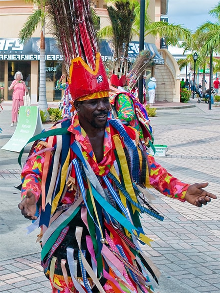 A dancer in St Kitts with local costume