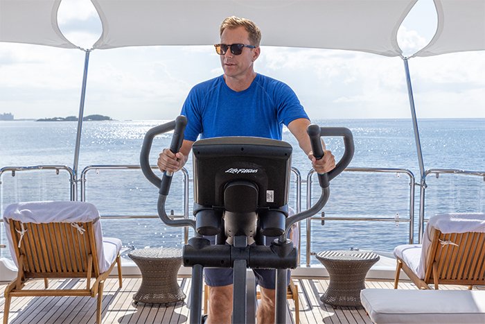Motor yacht Namaste sundeck workout equipment