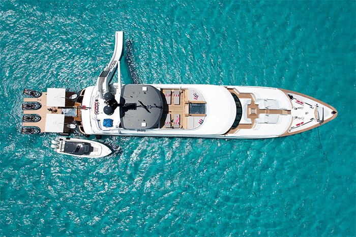Motor Yacht No Bad Ideas 160ft aerial