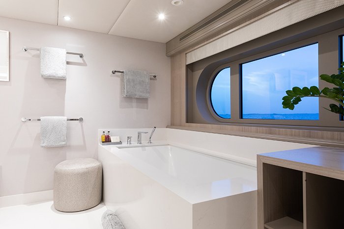 Motor Yacht No Bad Ideas 160ft master bathroom b