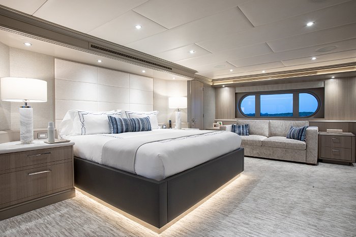 Motor Yacht No Bad Ideas 160ft master stateroom b
