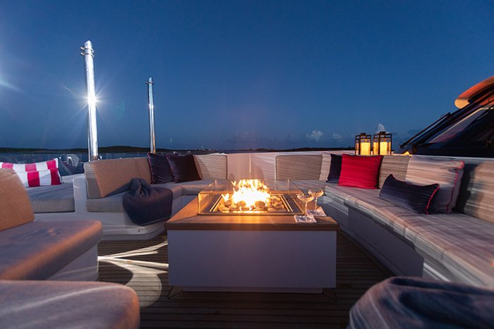 Motor Yacht No Bad Ideas 160ft portuguese bow fire pit