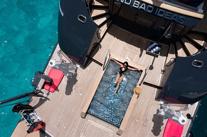 Motor Yacht No Bad Ideas 160ft swim platform jacuzzi b