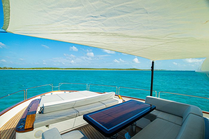 Motor Yacht Normans T4 forward deck shaded