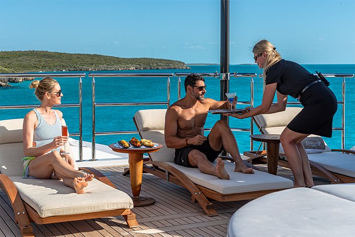 Starship 185 yacht sundeck lounging