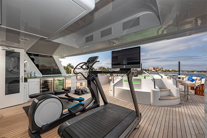 Starship 185 yacht workout equipment on sundeck