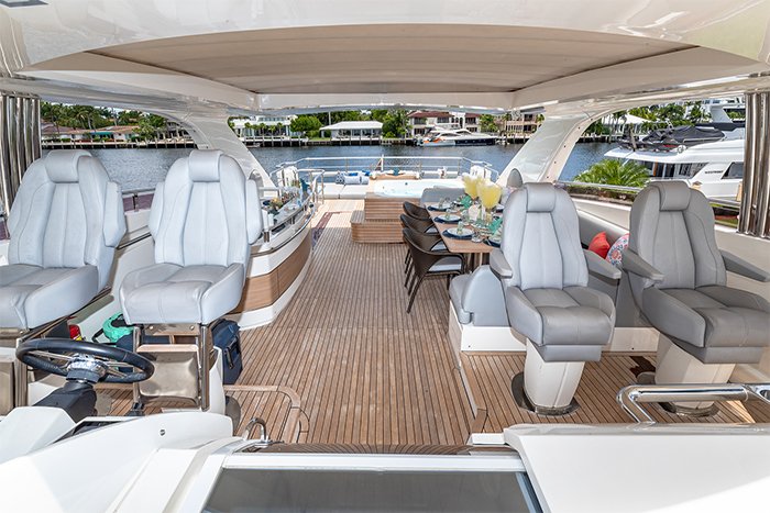 Yacht Beachfront II flybridge looking aft