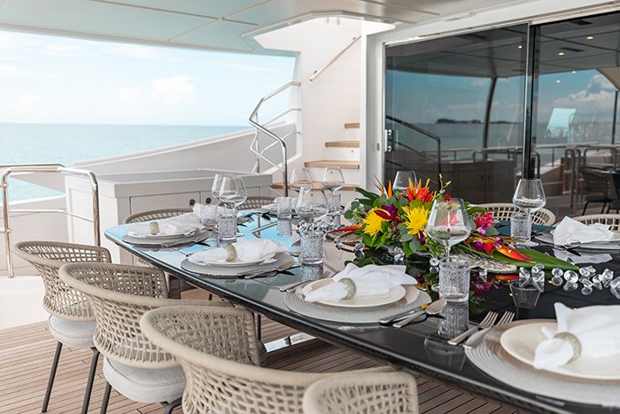 Yacht Emina bridge deck dining