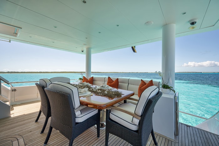 Yacht Limitless Aft Deck Dining