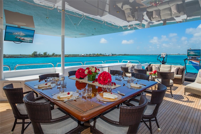 Yacht Starship bridge deck dining